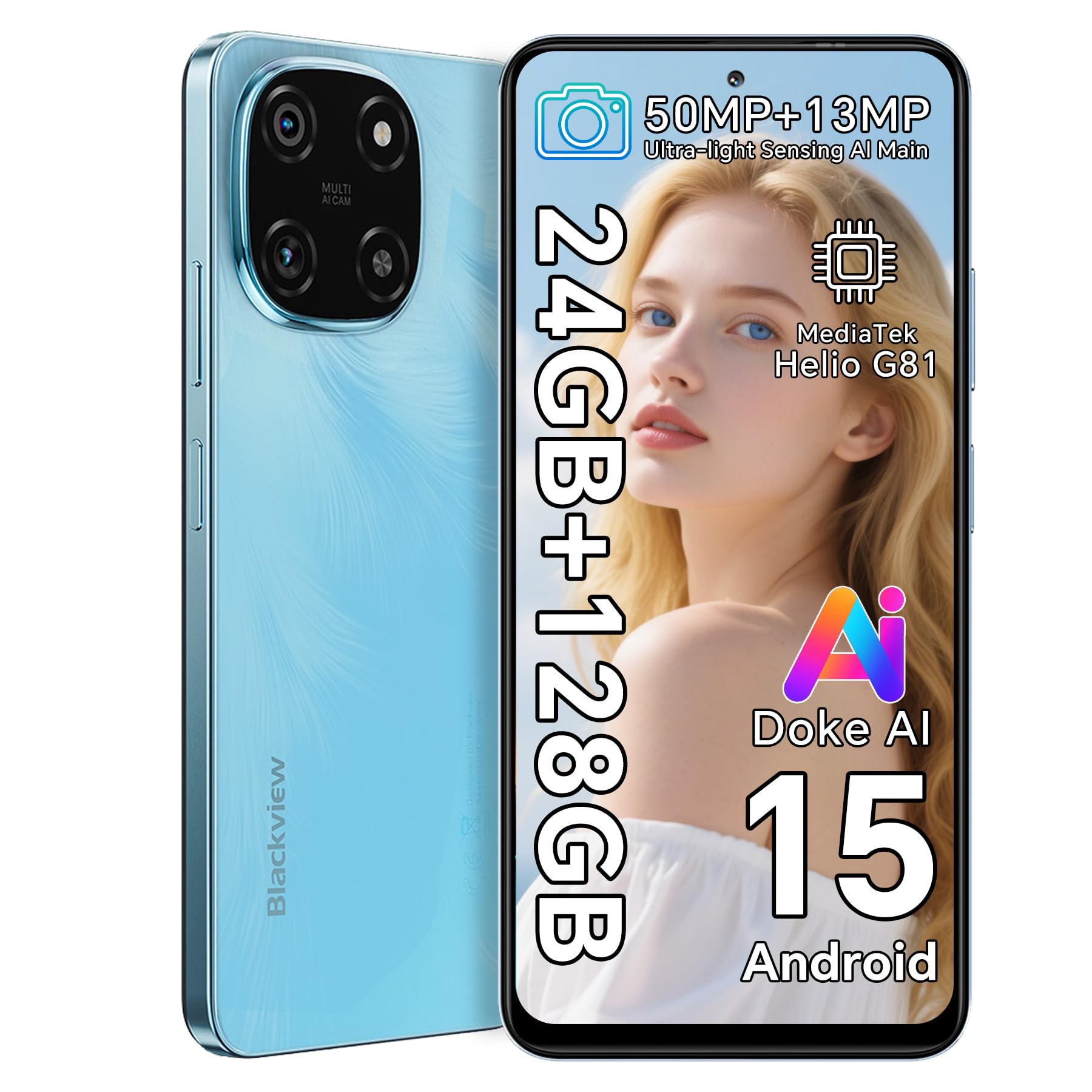 Blackview Color 6 Unlocked Mobile Phones, (2025) Newest, 24GB+